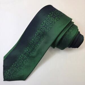 Vintage 1960s Liebert All Silk Green Jacquard Tie Made in USA